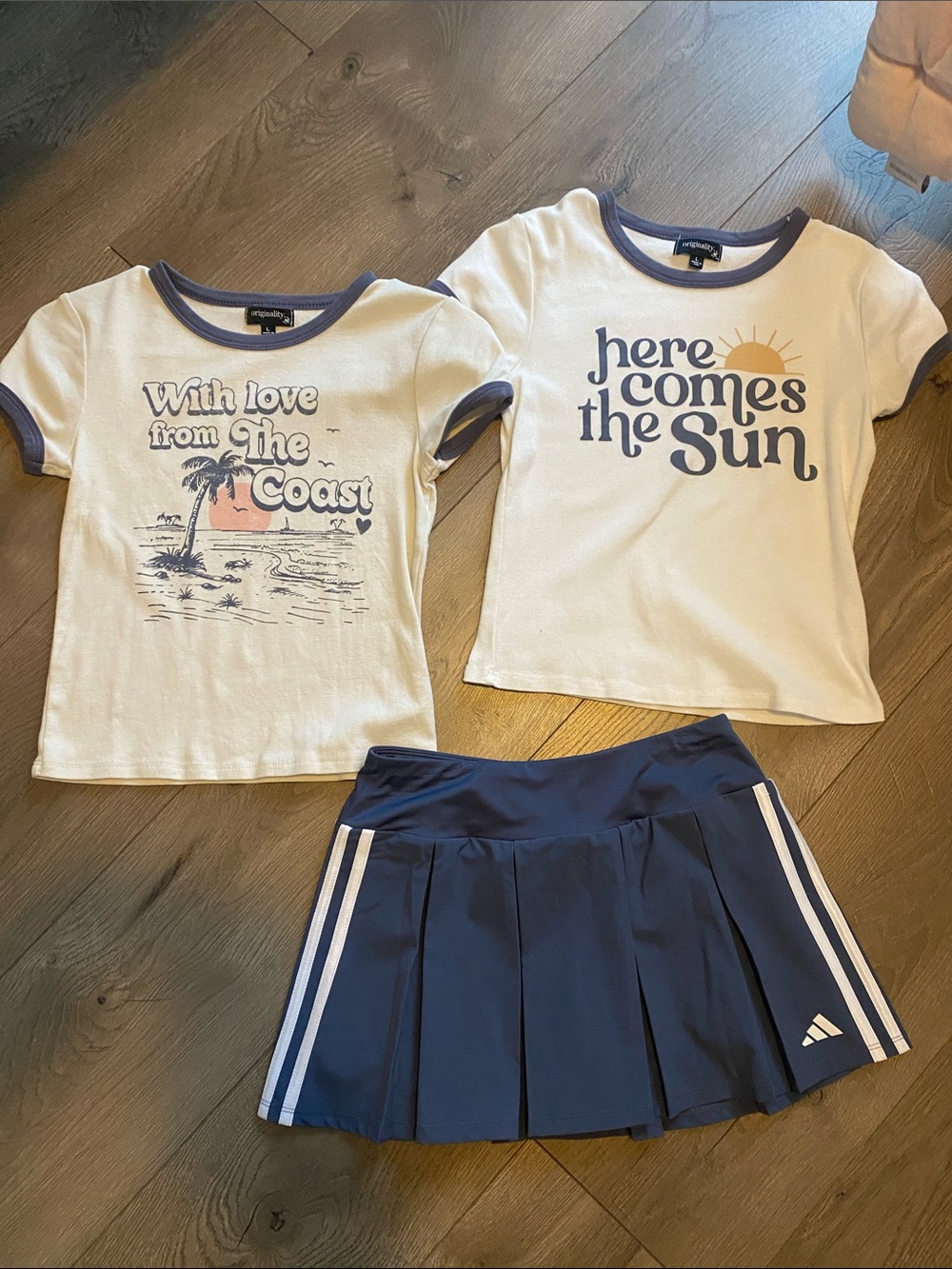 Originality Kids 'With Love From The Coast' Cream Graphic Tee - Blue Trim
